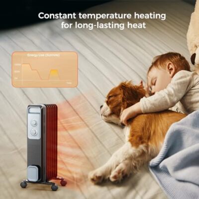 COWSAR Oil Filled Radiator Heater, 1200W Portable Electric Heater, 3 Adjustable 