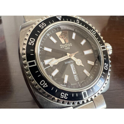 zodiac v-wolf ダイバー　黒文字盤　腕時計 Zodiac V-Wolf Diver Black Dial Watch | eBay