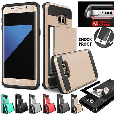 Galaxy S7 S6 S7 Edge S5 Case Armor Slide Card Slots Heavy Duty cover for Samsung
