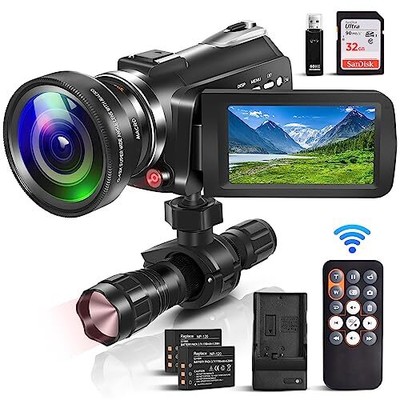 ZOHULU Video Camera Camcorder&Webcam 4K Night Vision Camera with Infrared Fl...