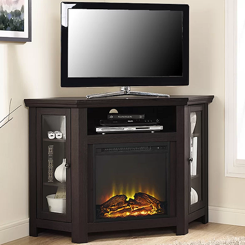 Tv Stand Espresso Media Wood Console Heater Display Ca