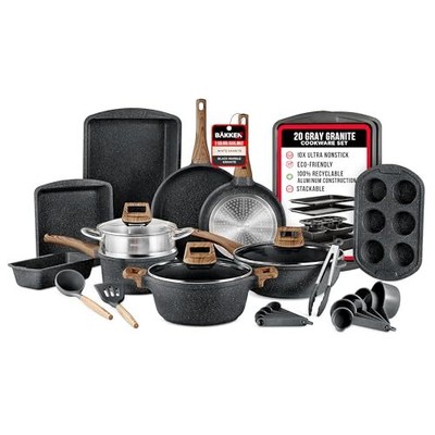 Bakken-Swiss 20-Piece Kitchen Cookware Set   Granite Non-Stick   Eco-Friendly...