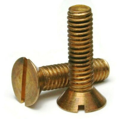 3/8'' -16 x 1 5/8'' SILICONE BRONZE SLOTTED FLAT HEAD MACHINE SCREW BOLT 5PC NEW