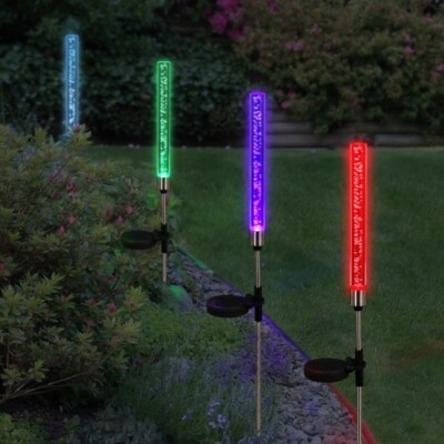 Exhart 2 Pack Solar LED Bubble Stakes with Color Changing LED's