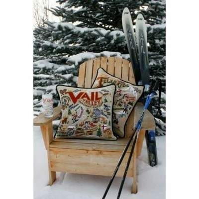 Ski Vail Hand-Embroidered Pillow