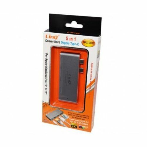 5in1 Hub USB-C Dual Type-C Lettore di schede Adattatore MacBook Linq Tpc-9825