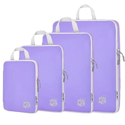 4Set Ultralight Nylon Compression Packing Cubes 4set (XL+L+M+S) Light Purple