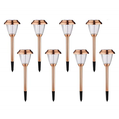 Outdoor Pathway - 8 Pack Copper Garden Walkway Lights Solar 