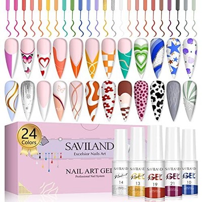 Saviland Gel Nail Polish Gel Liner Nail Art Set - 24 Colors Nail Art Polish w...