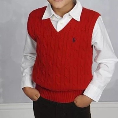 Ralph Lauren Polo Cable Knit Sweater Vests •CLASSIC RED• Boys Sz 4/4T