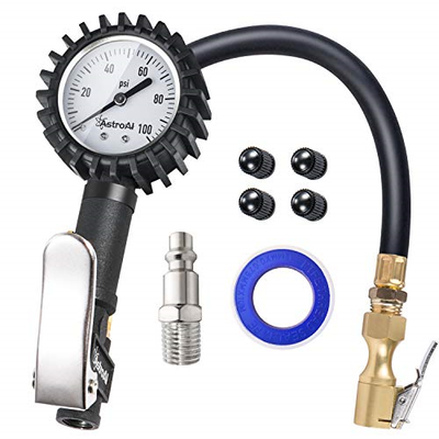 AstroAI ATG100 Tire Inflator with Pressure Gauge, 100 PSI Air Chuck Compressor