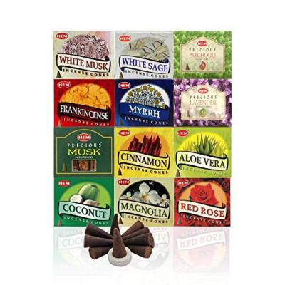 Hem 12 Assorted Boxes of Incense Cones (120 total)| Natural Fragrance For Aroma