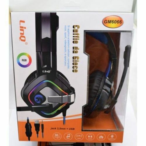 Cuffie Stereo Con Microfono Jack + Usb Con Led Gaming Giochi Film Pc Linq Gm6066