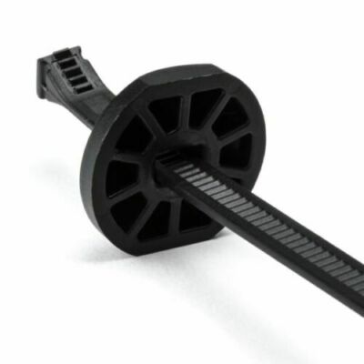 Button Head Cable Tie 15in L 4.3in Max Bun. Dia 105lb PA66HIRHSUV Blck (50EA)
