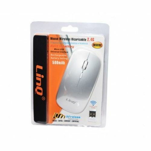 Mouse Wireless Ricaricabile Senza Fili Ottico Linq W689c