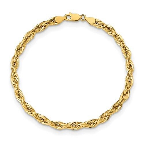 Pre-owned Superdealsforeverything Real 14kt 4.75mm Semi-solid Rope Chain Chain Bracelet; 8 Inch In Yellow