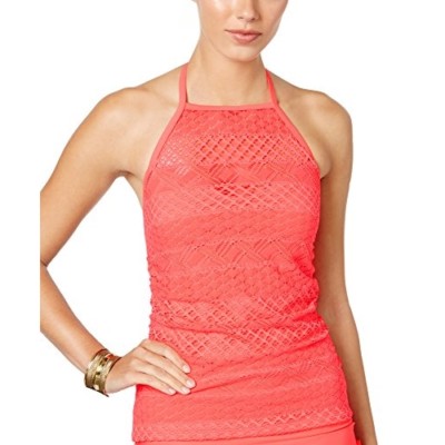 Island Escape Women's Sky High-Neck Crochet Tankini Top Size 16