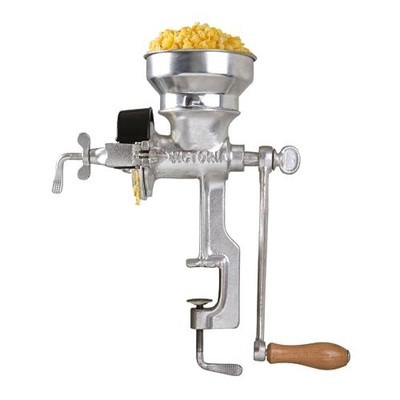 Victoria Manual Low Hopper Grain Grinder silver red
