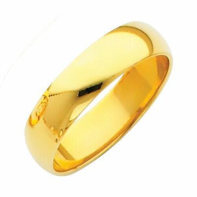 Pre-owned Td Collections 14k Yellow Gold 5mm Plain Regular Fit Classic Light Dome Wedding Band