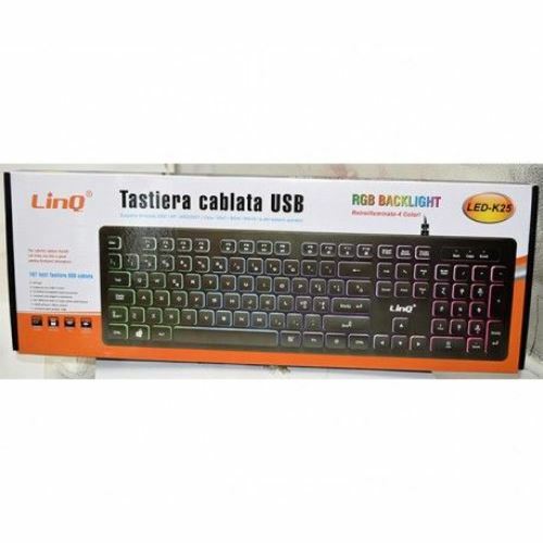 Tastiera Retroilluminata RGB Colorata Luce Usb Per Pc Computer Linq Led-k25