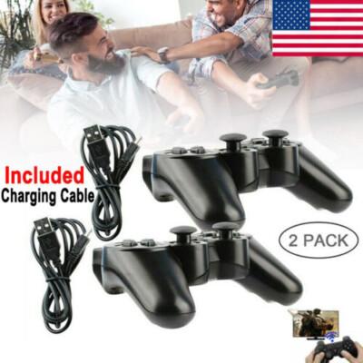 2x Black Wireless Bluetooth Video Game Controller Pad For PS3 Playstation 3