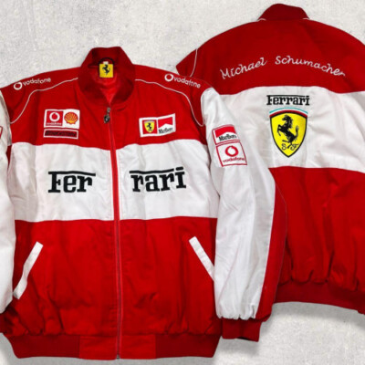 Ferrari スポーツジャケット レッド/ホワイト Rare!] Ferrari Racing Jacket with Logo Patch Red & White