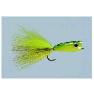 Betts Tackle Fat Gnat Black and Yellow Fly Fishing Popper Size 12