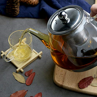 ToYo Hofu Heat Resistant Borosilicate Clear Glass Tea Pot Induction Kettle with