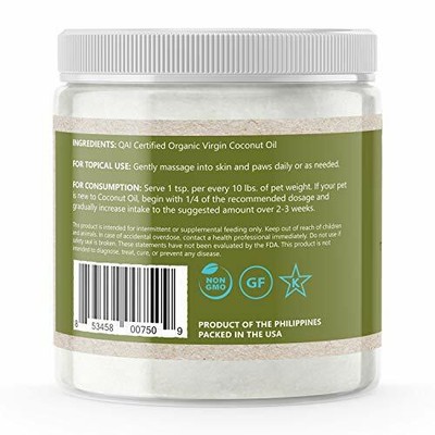 Organic Coconut Oil For Dogs & Cats 8 Oz Treatment Itchy ...