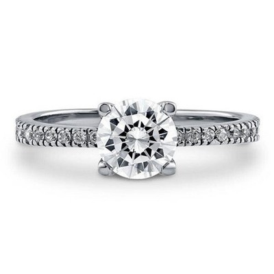 IGI Certified 1.10 TCW Round Lab Grown CVD Diamond Solitaire With Accent Ring