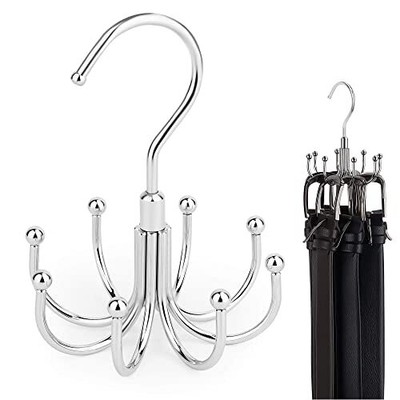  Belt Hanger, Rotatable Belt Rack Closet Accessories Organizer, 1 Pack Silver