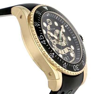 Pre-owned Gucci Dive Men's Watch Black Stainless Quartz 45mm Ya136219 Genuine