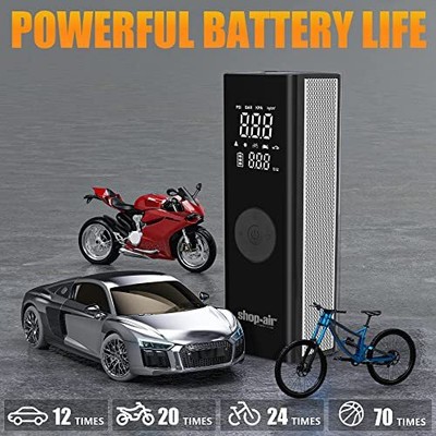SHOP&middot;AIR Tire Inflator Portable Air Compressor Cordless 150PSI Tire Pump for ...