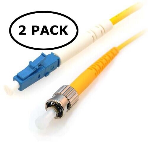  2 PACK Simplex  LC-ST SINGLEMODE 9/125 Fiber Optic Cable 1M,2M,3M,4M,5M,7M