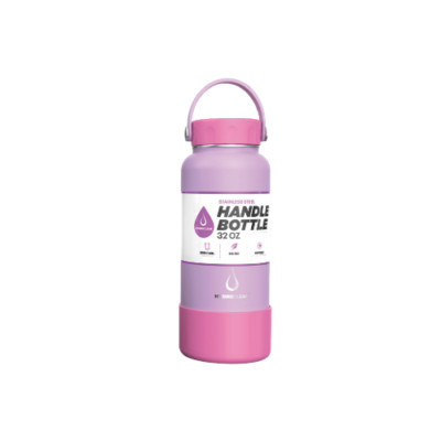 HydroClear 32oz STAINLESS STEEL HANDLE CAP WITH SILICONE BOOT -PURPLE/PINK-