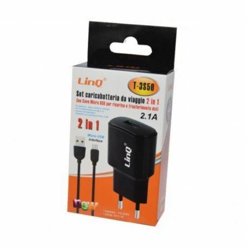 Alimentatore Caricabatterie Adattatore Usb Rete 2.1A Cavo Microusb Linq T-3s50