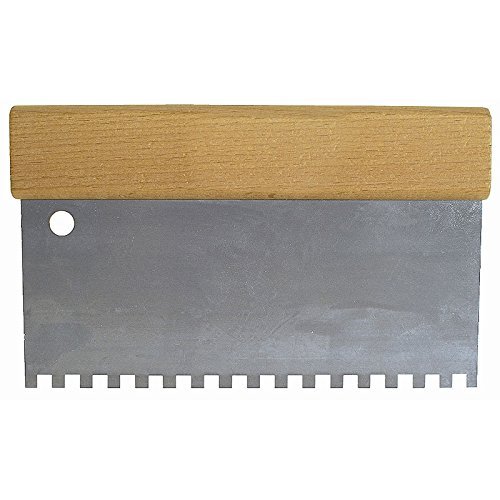 Spatola Dentata Frattazzo Per Colla In Acciaio Impugnatura Legno 4" 10cm dfh