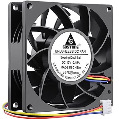 GDSTIME 80mm PWM Fan High Speed 12V 4PIN 80mm x 25mm CPU Cooler Fan Cooling