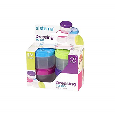 Sistema To Go Collection 1.18 oz. Salad Dressing Containers, 4 Pack | BPA Free,