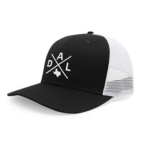 Dallas DAL Hat for Men Women – Snapback Trucker Baseball Cap (Black/White)