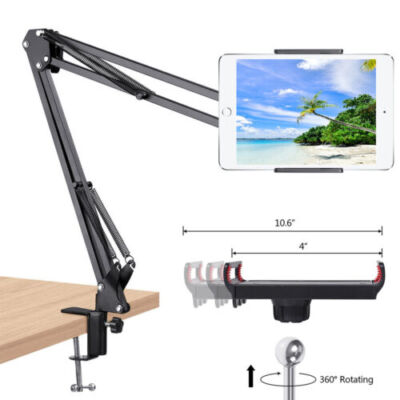 Phone Tablet Holder Stand Bed Desk Mount for IPhone IPad Adjustable 360 Rotation