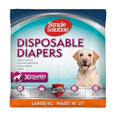 Simple Solution True Fit Disposable Dog Diapers for Female 30 Count, white