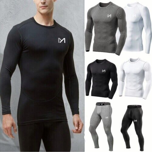 Men Compression Thermal Base Layer Long Shirt Tops Leggings Sports Gym Quick Dry