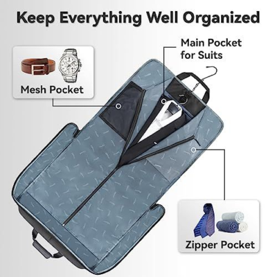Garment Bags for Travel, Large Suit Travel Bag Men Women XX-Large, Black 