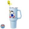Silver Buffalo Peanuts Snoopy Gang Logo Stainless Steel Tumbler with Straw Cover Cap, Lid, Straw and Handle - 40 oz