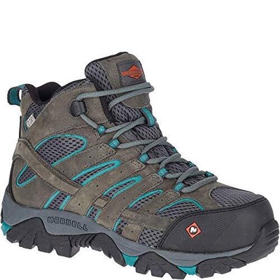 Pre-owned Merrell Work Women's Moab Vertex Mid Composite Toe Work Boot Pewter - J42076, Pe In Silver