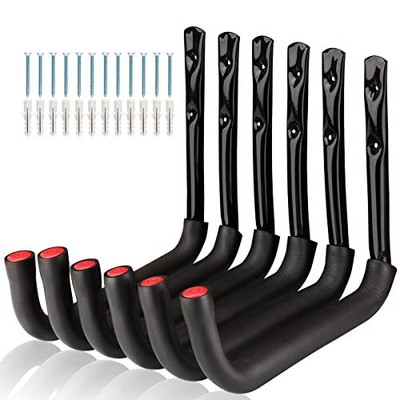 Garage Storage Ladders Hooks 6 Pack Heavy Duty Utility Hanger 9.8in Wall Mount R