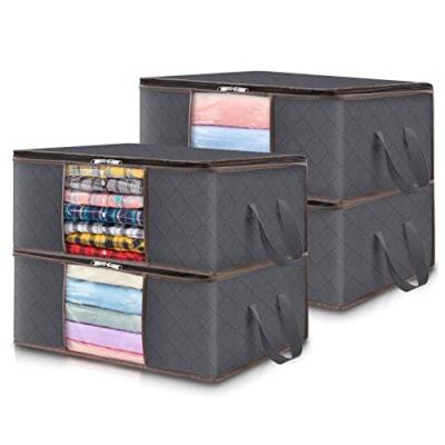Lifewit 4-Pack Clothes Storage Bag, Foldable Storage Bins Closet Organizer with