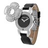 Pre-owned Cerruti 1881 Ladies Swarovski Fiore Swiss Quartz Watch Black Ct68262x103012 In Silver