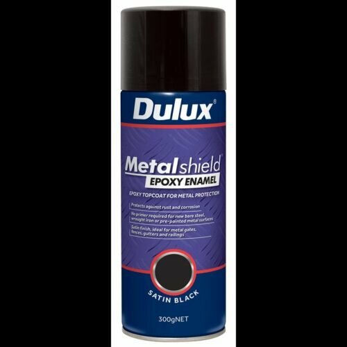 Dulux Metalshield 300g Satin Black Epoxy Enamel Spray Paint
